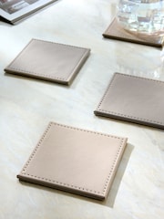 Set of 4 Natural Reversible Faux Leather Coasters - Image 1 of 3