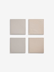 Set of 4 Natural Reversible Faux Leather Coasters - Image 3 of 3