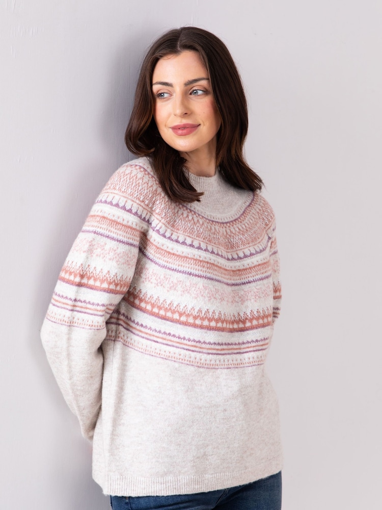 Lakeland Clothing Cream Flo Fairisle Pattern Jumper - Image 1 of 5