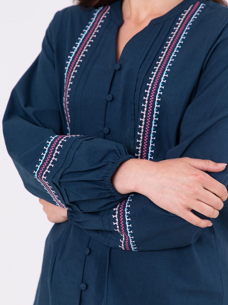 Lakeland Clothing Blue Kelcee Embroidered 100% Cotton Blouse - Image 5 of 5