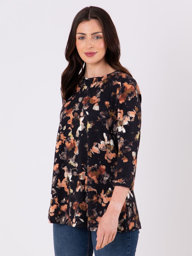 Lakeland Clothing Sonia Floral Print Black Top - Image 1 of 4
