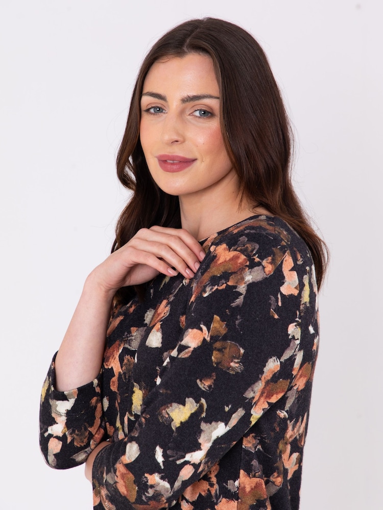 Lakeland Clothing Sonia Floral Print Black Top - Image 2 of 4