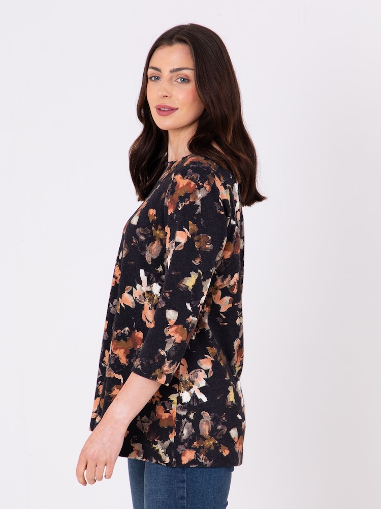 Lakeland Clothing Sonia Floral Print Black Top - Image 4 of 4