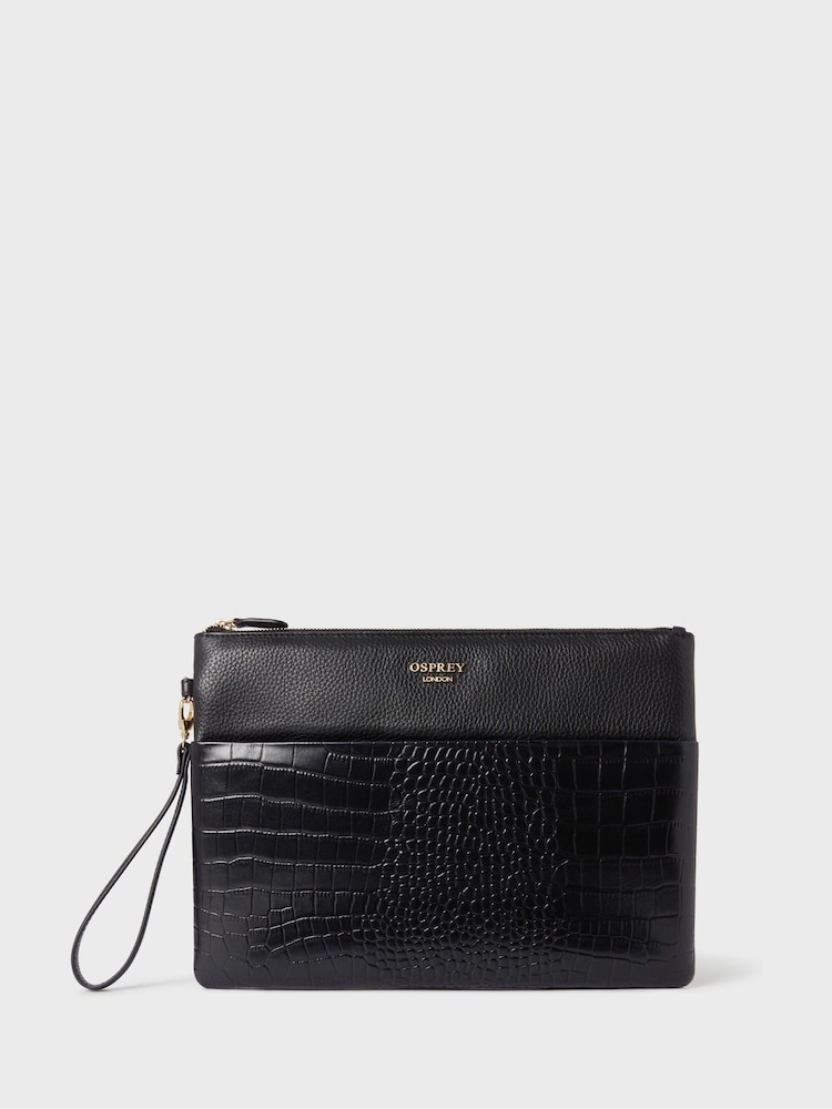 OSPREY LONDON The Kellie Leather Tech Sleeve Black Bag - Image 1 of 6