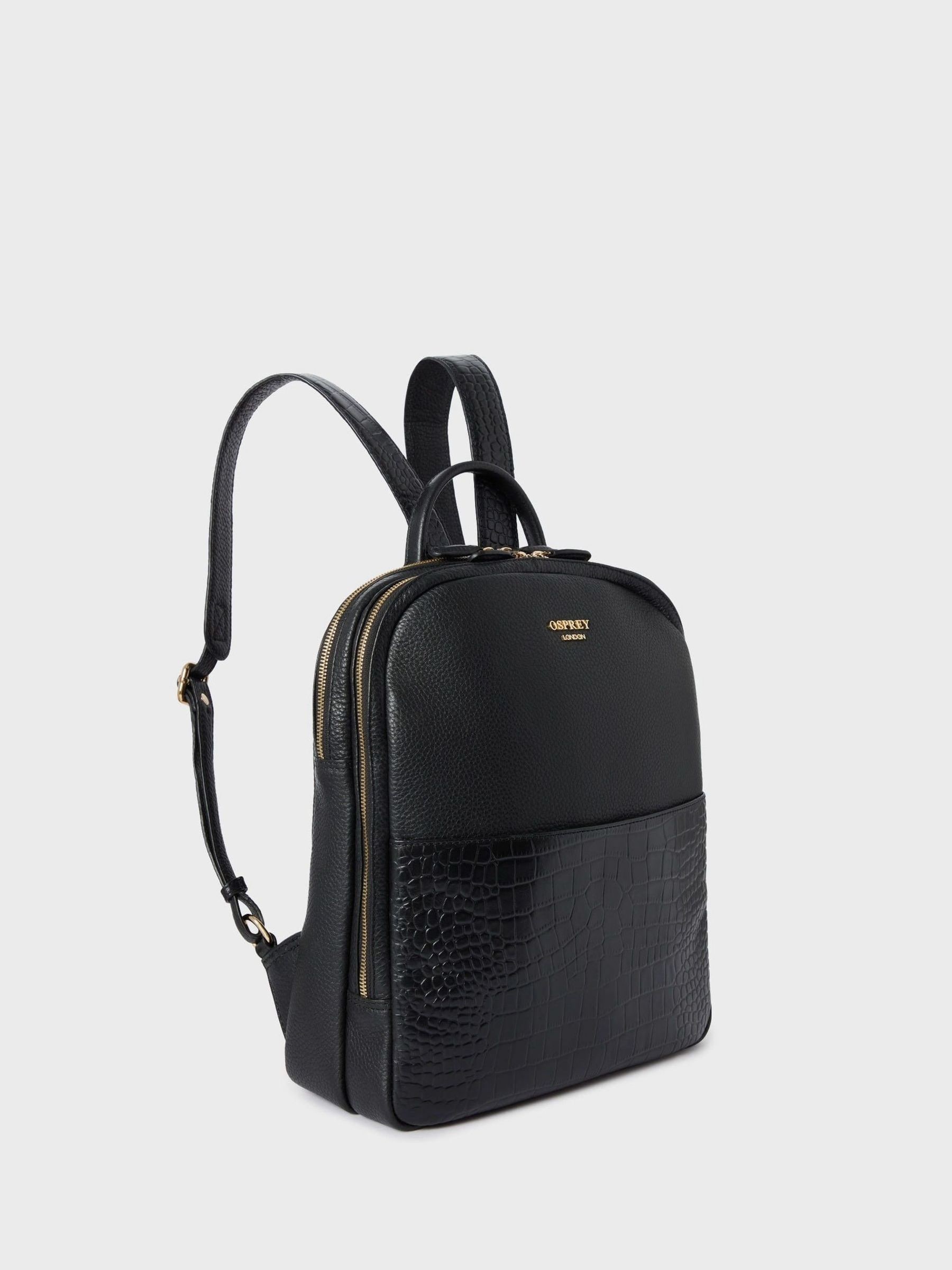 OSPREY LONDON The Kellie Leather Black Backpack