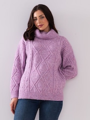 Lakeland Clothing Pink Millie Cable Knit Jumper - Image 1 of 4