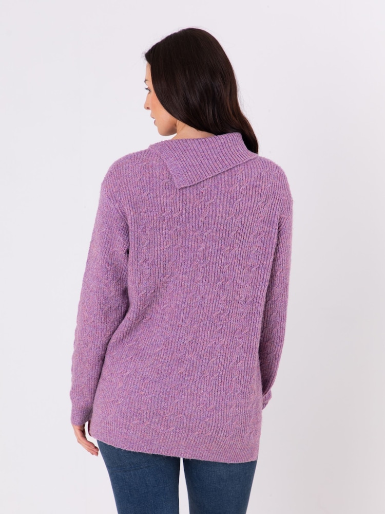 Lakeland Clothing Purple Justine Cable Knit Jumper - Image 4 of 4