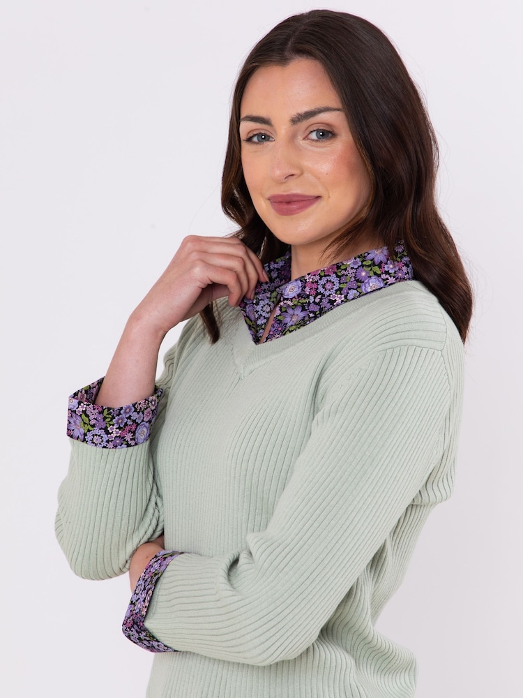 Lakeland Clothing Green Thea 2 in 1 Shirt 100% Cotton Jumper - Image 2 of 5