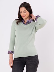 Lakeland Clothing Green Thea 2 in 1 Shirt 100% Cotton Jumper - Image 4 of 5