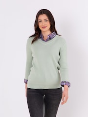 Lakeland Clothing Green Thea 2 in 1 Shirt 100% Cotton Jumper - Image 5 of 5