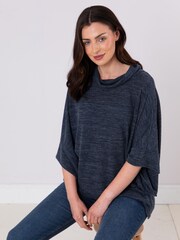 Lakeland Clothing Blue Lana Cowl Neck Poncho Top - Image 1 of 1