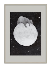 Black/White Bear On The Moon Framed Wall Art - Image 2 of 2
