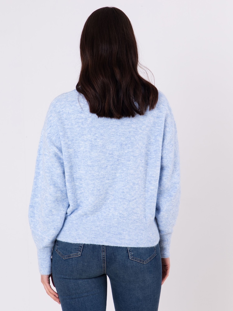 Lakeland Leather Blue Sheeka High Neck Jumper - Image 2 of 5