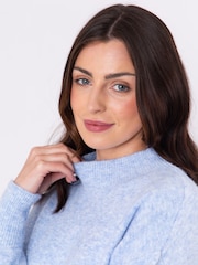 Lakeland Leather Blue Sheeka High Neck Jumper - Image 3 of 5