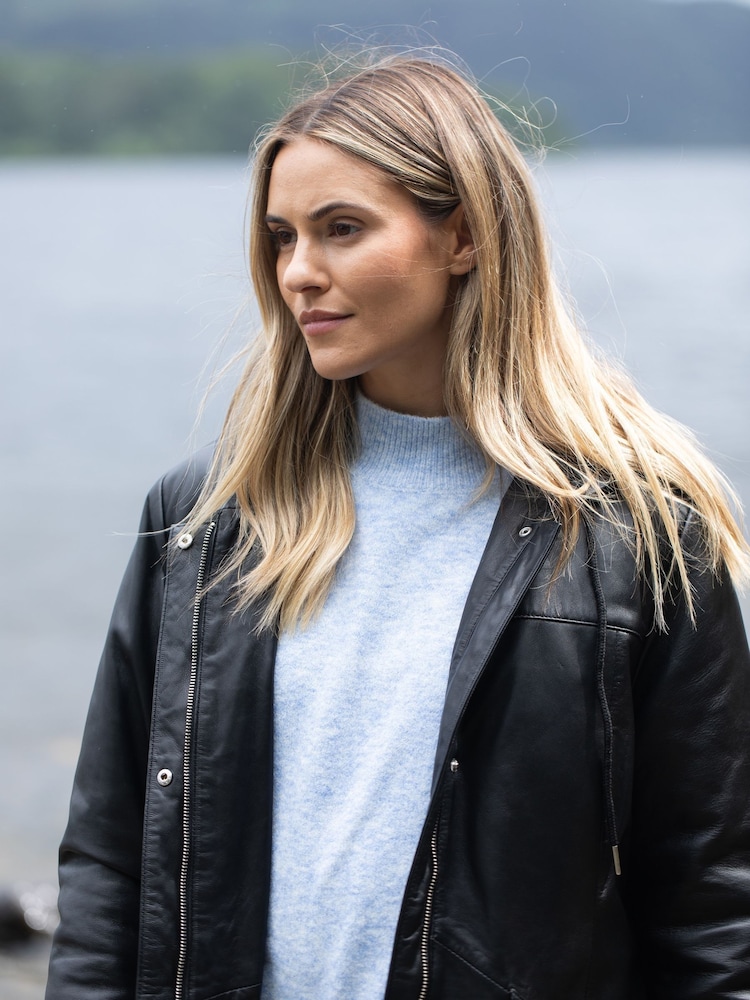Lakeland Leather Blue Sheeka High Neck Jumper - Image 5 of 5