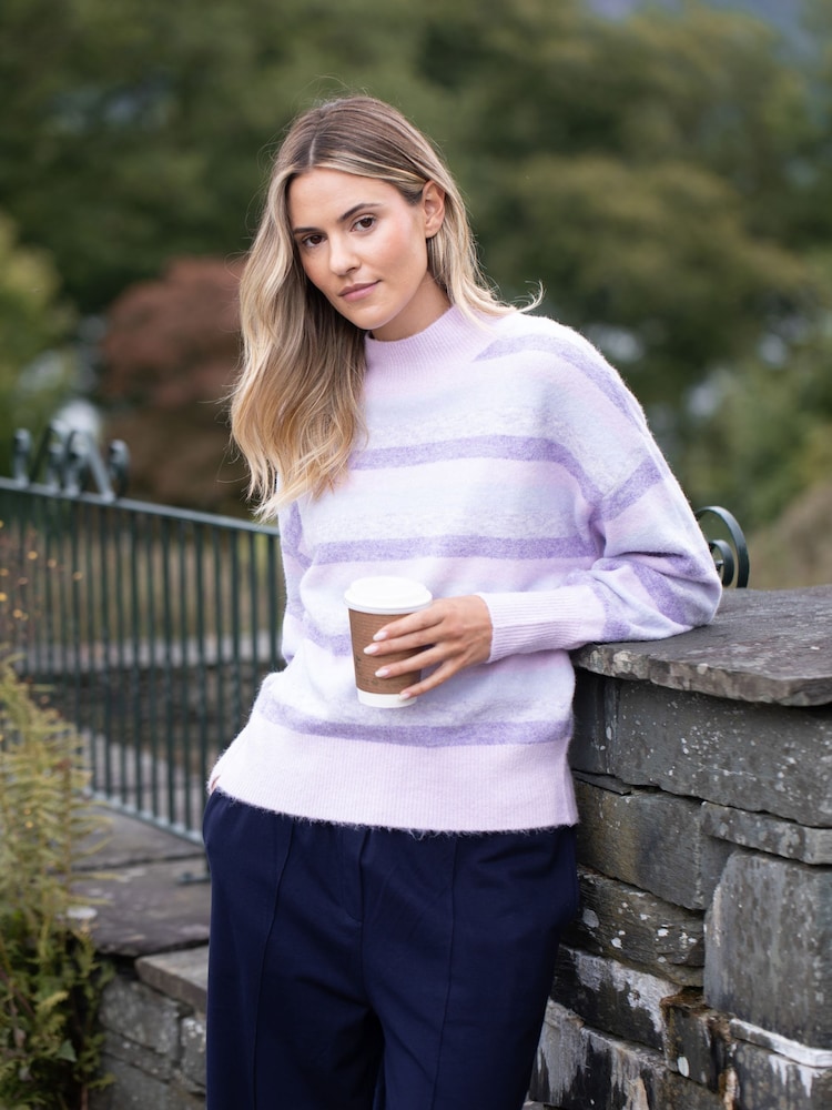 Lakeland Leather Purple Sheeka High Neck Jumper - Image 1 of 6