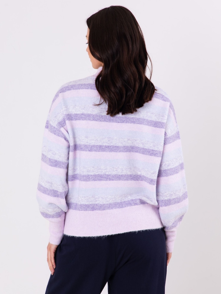 Lakeland Leather Purple Sheeka High Neck Jumper - Image 2 of 6