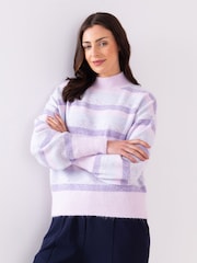 Lakeland Leather Purple Sheeka High Neck Jumper - Image 5 of 6