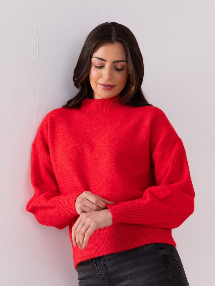 Lakeland Leather Red Sheeka High Neck Jumper - Image 1 of 6