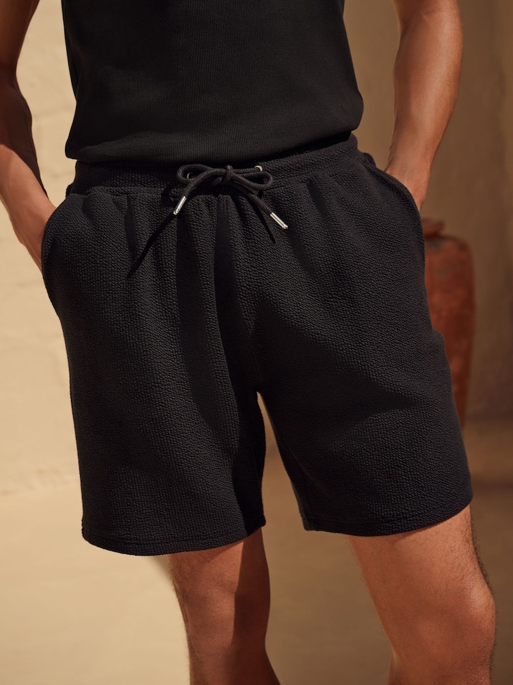 Black Jersey Seersucker Shorts - Image 1 of 10 Black Jersey Seersucker Shorts - Image 1 of 10