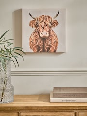 Natural Hamish The Highland Cow Canvas Wall Art - Image 1 of 6