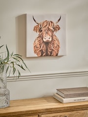 Natural Hamish The Highland Cow Canvas Wall Art - Image 2 of 6