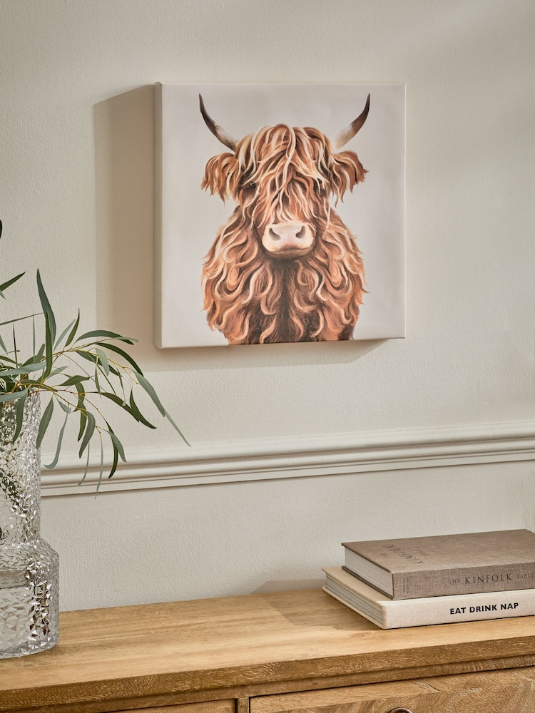 Natural Hamish The Highland Cow Canvas Wall Art - Image 2 of 6