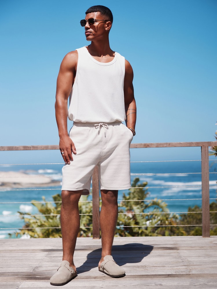 neutre - Short en jersey texturé chiné - Image 3 of 11