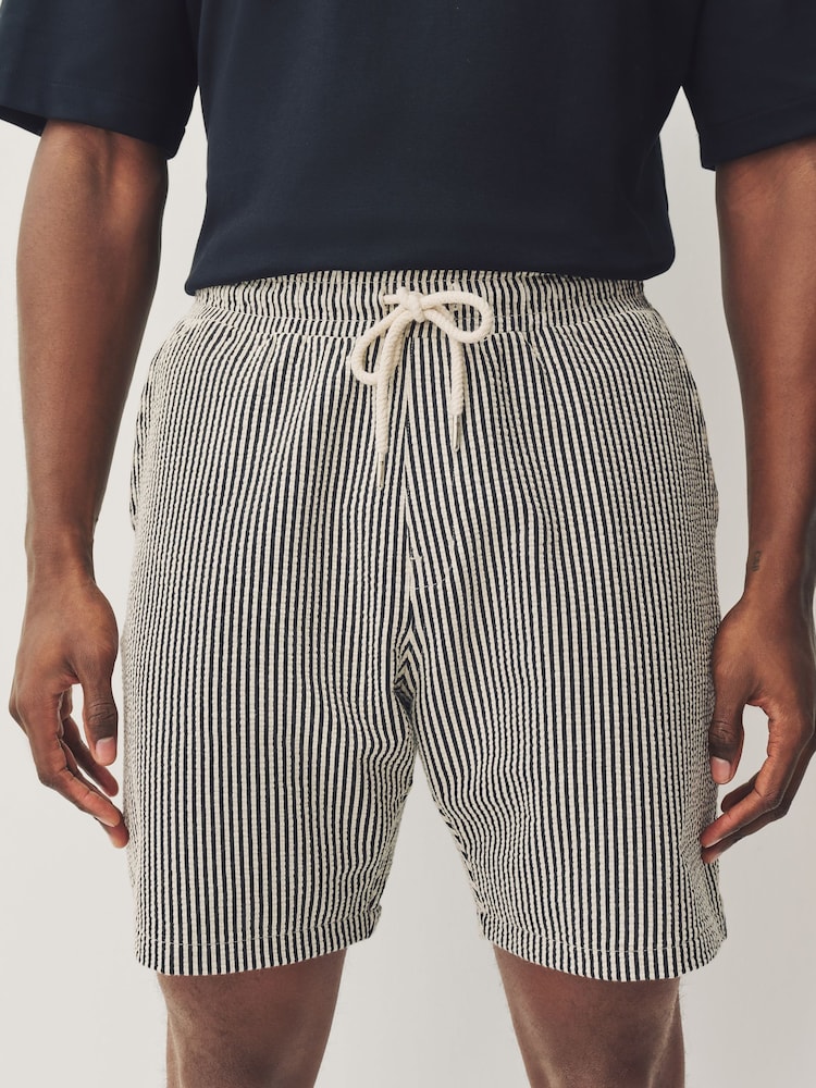 Black & White Jersey Seersucker Shorts - Image 1 of 7