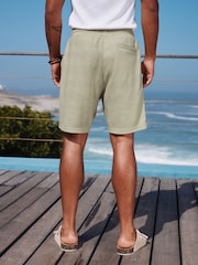 Sage Green Marl Textured Jersey Shorts - Image 3 of 9