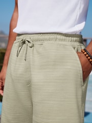 Sage Green Marl Textured Jersey Shorts - Image 4 of 9