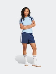 adidas originals Blue 3 Stripe Slim T-Shirt - Image 3 of 6