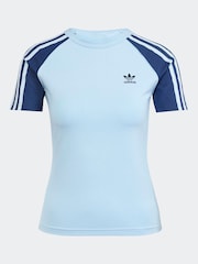 adidas originals Blue 3 Stripe Slim T-Shirt - Image 6 of 6