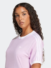adidas originals Lilac Purple 3 Stripe T-Shirt - Image 4 of 6