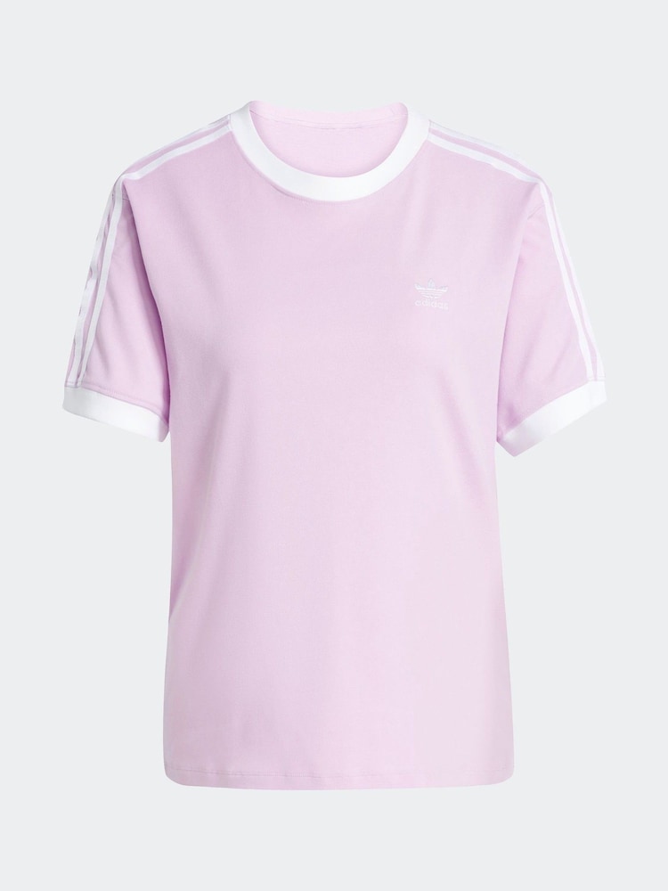 adidas originals Lilac Purple 3 Stripe T-Shirt - Image 6 of 6 adidas originals Lilac Purple 3 Stripe T-Shirt - Image 6 of 6