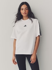 adidas White/Black Boyfriend 3-Stripes T-Shirt - Image 1 of 5