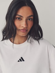 adidas White/Black Boyfriend 3-Stripes T-Shirt - Image 4 of 5