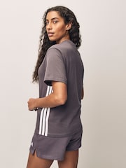adidas Grey/White 3 Stripe T-Shirt - Image 3 of 6