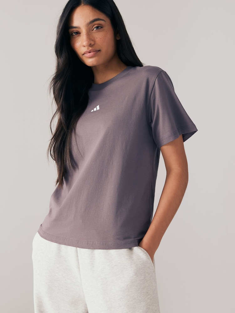 adidas Purple Small Logo 100% Cotton T-Shirt - Image 1 of 6
