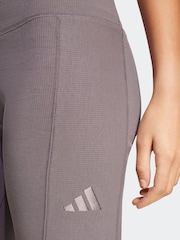 adidas Grey ALL SZN Rib High-Waist 7/8 Leggings - Image 4 of 6