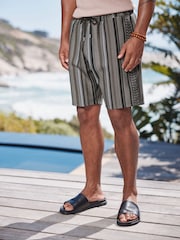 Black/Brown Jersey Textured Pattern Shorts - Image 1 of 10