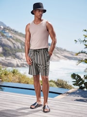 Black/Brown Jersey Textured Pattern Shorts - Image 2 of 10