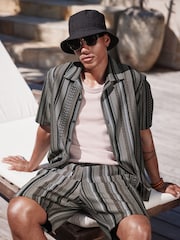Black/Brown Jersey Textured Pattern Shorts - Image 3 of 10