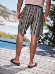 Black/Brown Jersey Textured Pattern Shorts - Image 4 of 10
