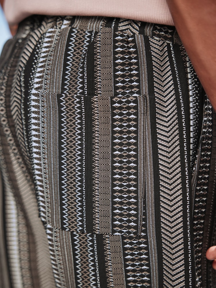 Black/Brown Jersey Textured Pattern Shorts - Image 6 of 10