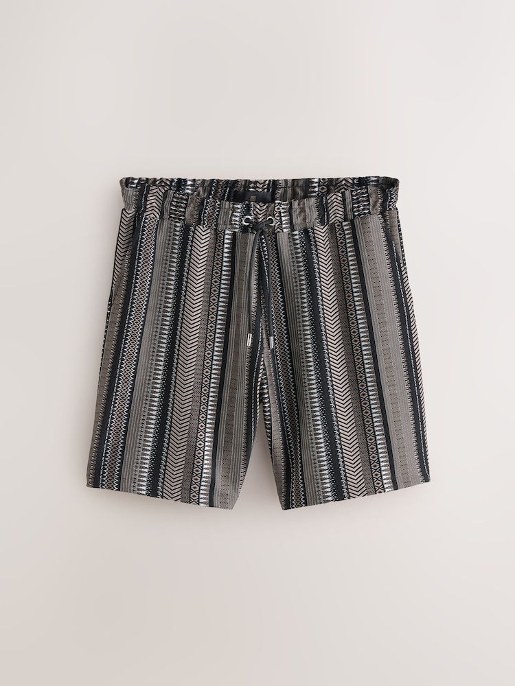 Black/Brown Jersey Textured Pattern Shorts - Image 7 of 10