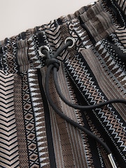 Black/Brown Jersey Textured Pattern Shorts - Image 8 of 10