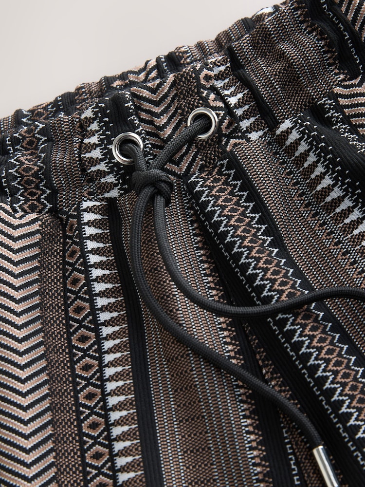 Black/Brown Jersey Textured Pattern Shorts - Image 8 of 10