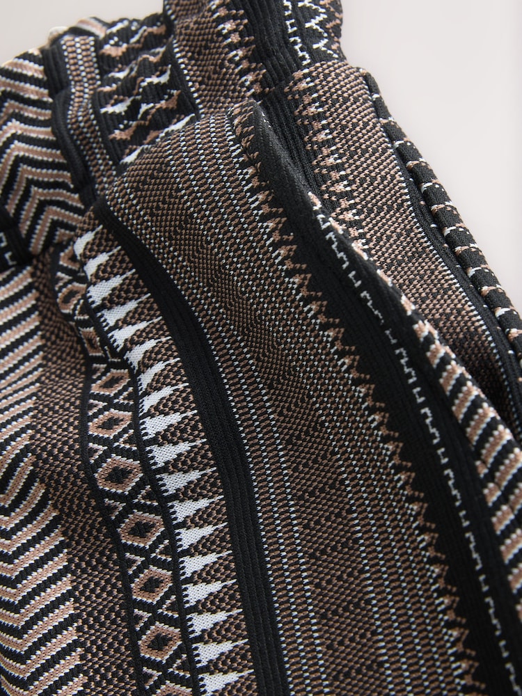 Black/Brown Jersey Textured Pattern Shorts - Image 9 of 10