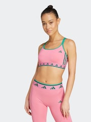 adidas Pink/Green Aeroready Long Sleeve Hyperglam Bra - Image 1 of 8